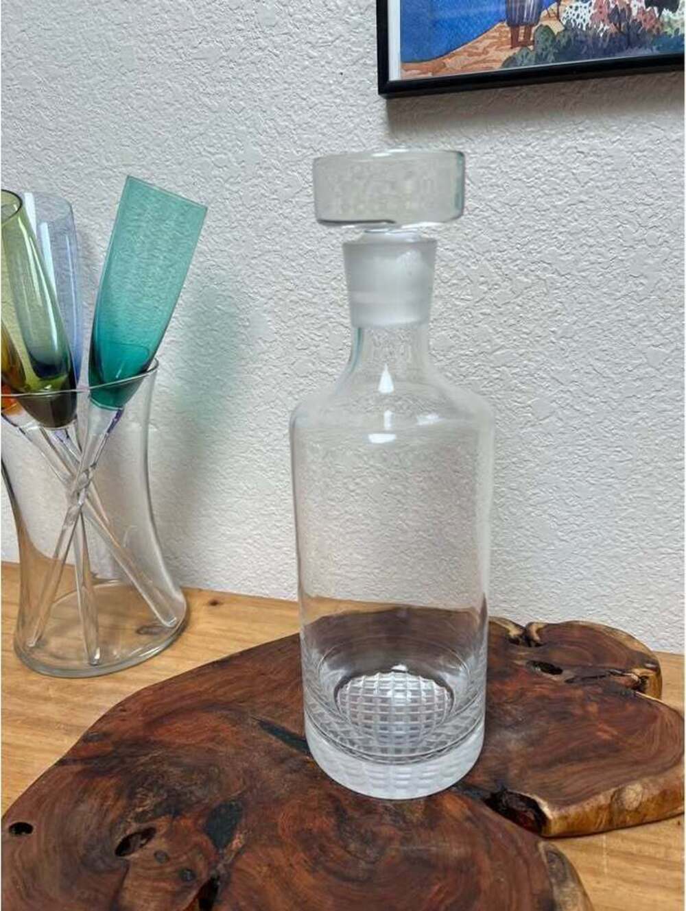 Rare MCM Richard Meier Nan Swid Handblown Clear Glass Decanter Stopper 40 oz